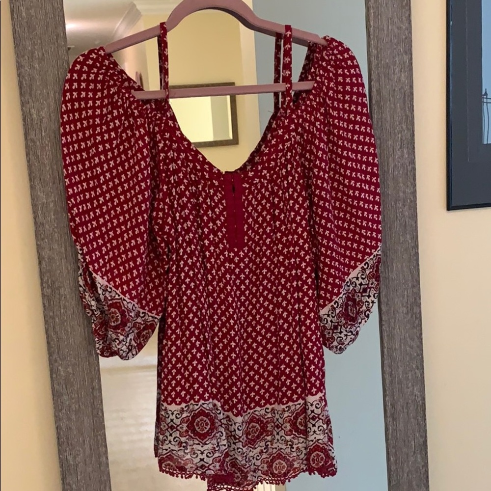 Long sleeve off the shoulder